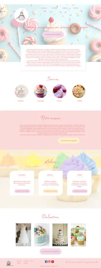 maquette site internet cake designer