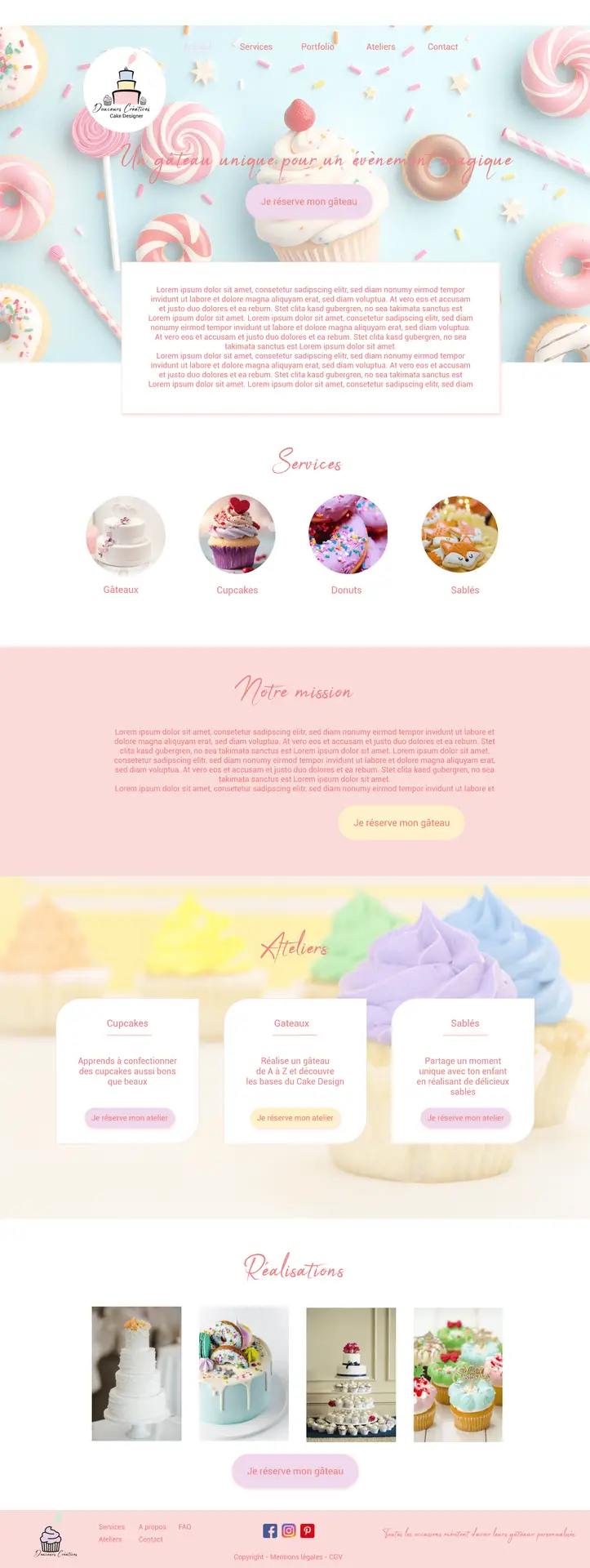 maquette site internet cake designer