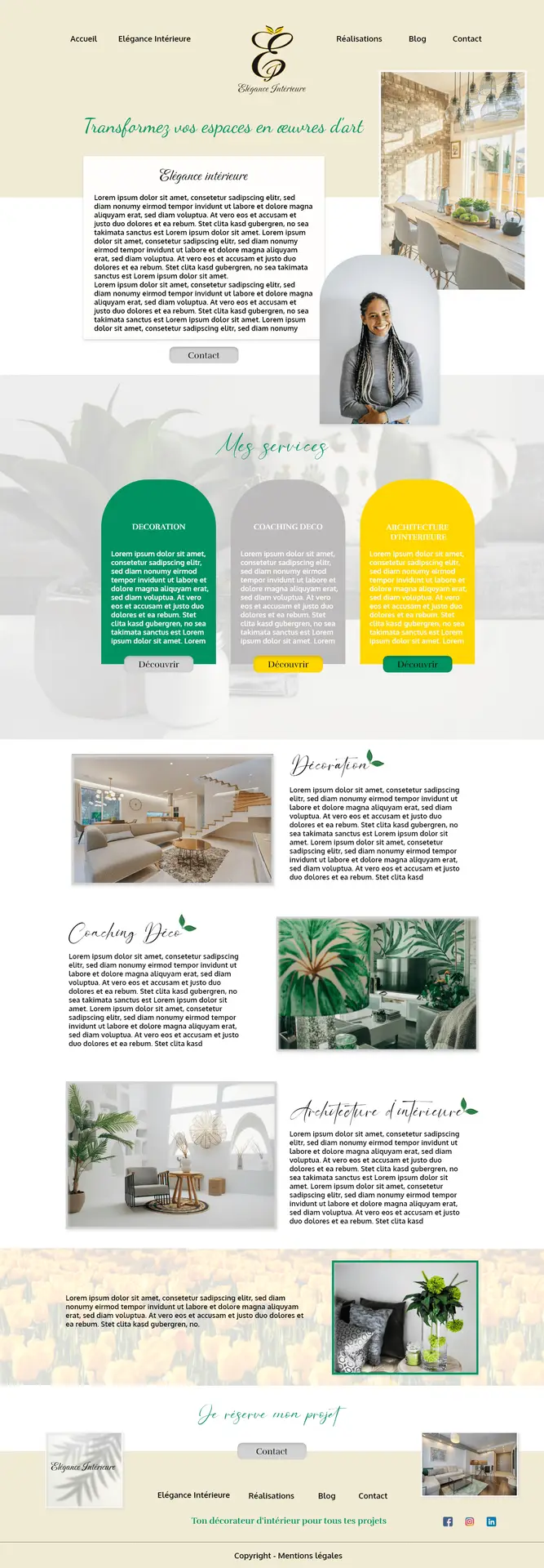maquette site internet décorateur d'intérieur